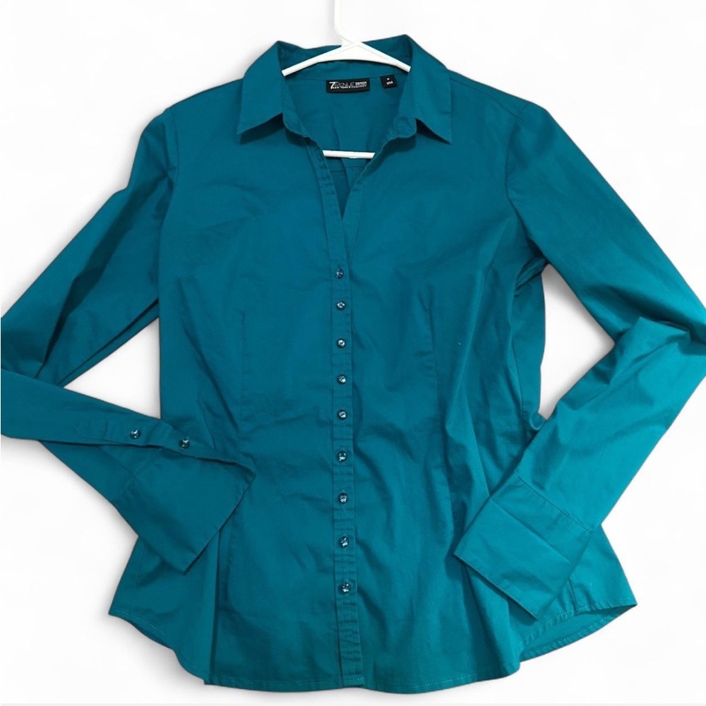 New York & Company Teal Button Down Shirt